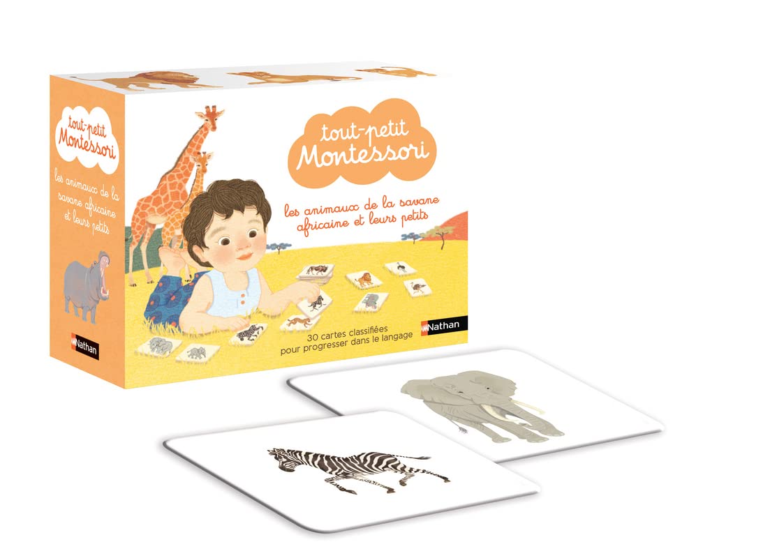 Les animaux de la savane africaine et leurs petits - Tout-petit Montessori - Dès 12 mois